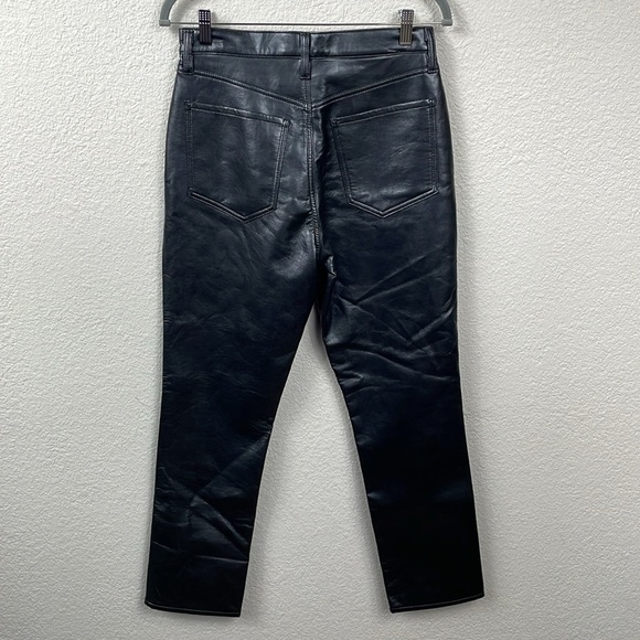 New Agolde Riley Long Pants Recycled Leather in Detox Black High Rise Sz 31 - Picture 5 of 14
